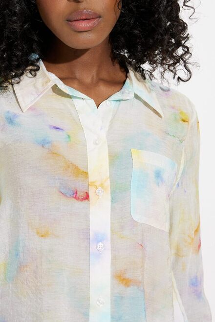Printed Button-Front Blouse Style C4313RR. Watercolor. 4