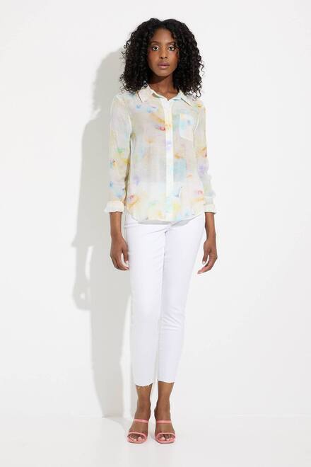 Printed Button-Front Blouse Style C4313RR. Watercolor. 5