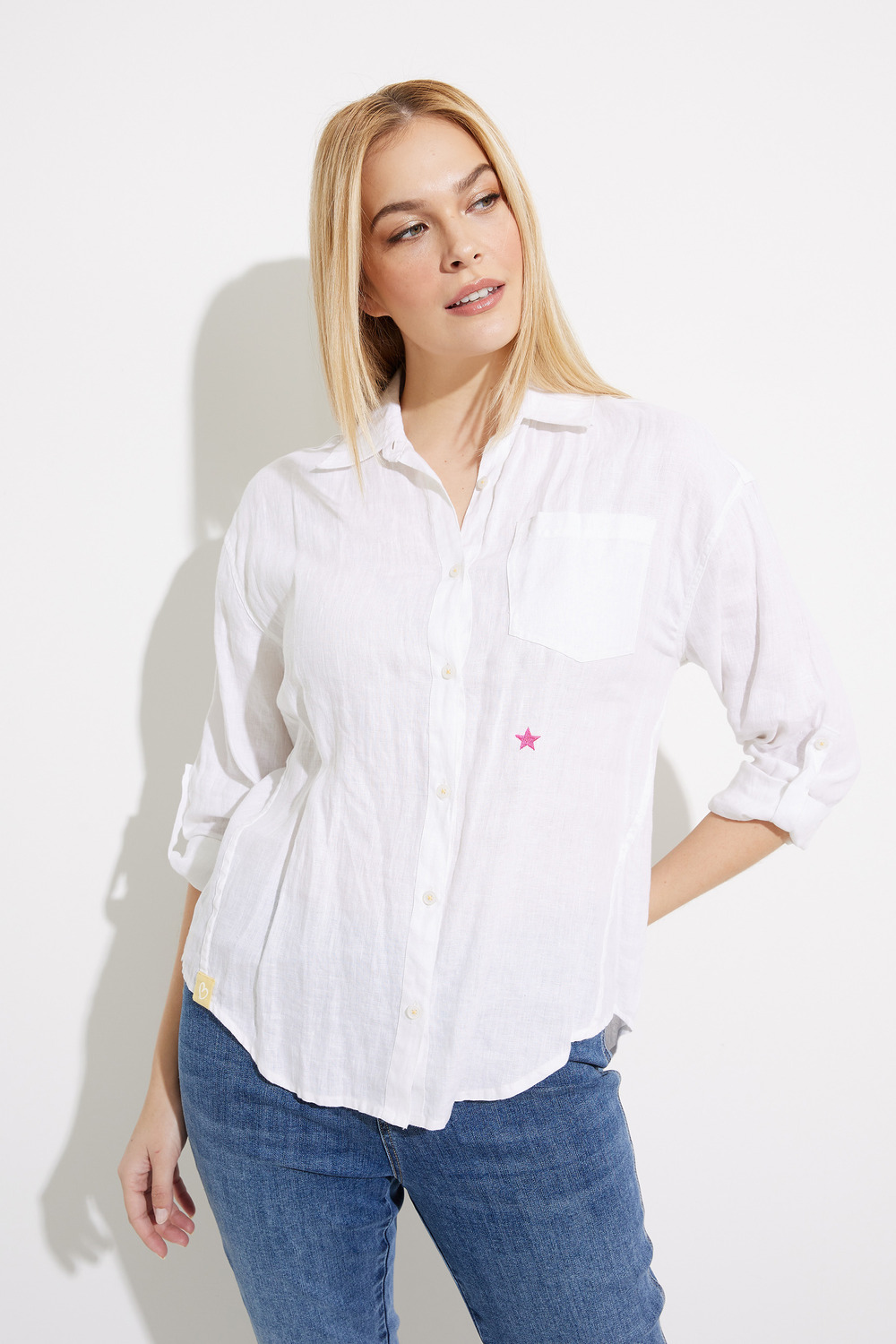Button Front Tunic Blouse Style C4444. White