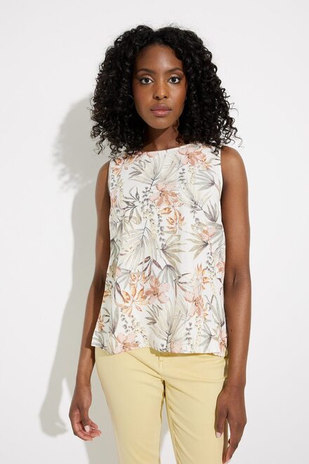 Printed Back Buttoned Linen Top Style C4472