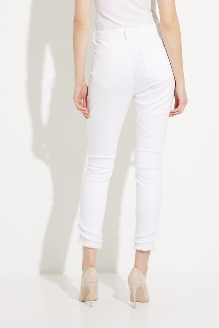 Frayed Hem Twill Pants Style C5273Z. White. 2
