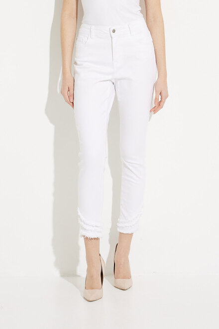Frayed Hem Twill Pants Style C5273Z. Blanc