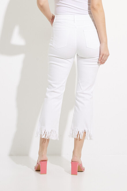 Feathered Hem Twill Jeans Style C5277RR. White. 2