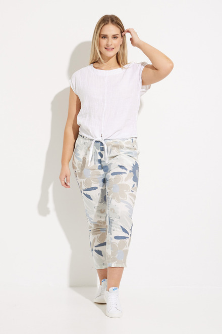 Printed Linen Pull-On Pant Style C5382. Basil. 5