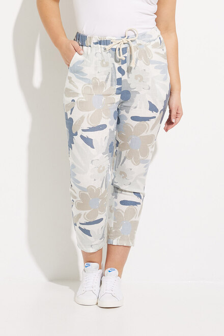 Printed Linen Pull-On Pant Style C5382. Basil