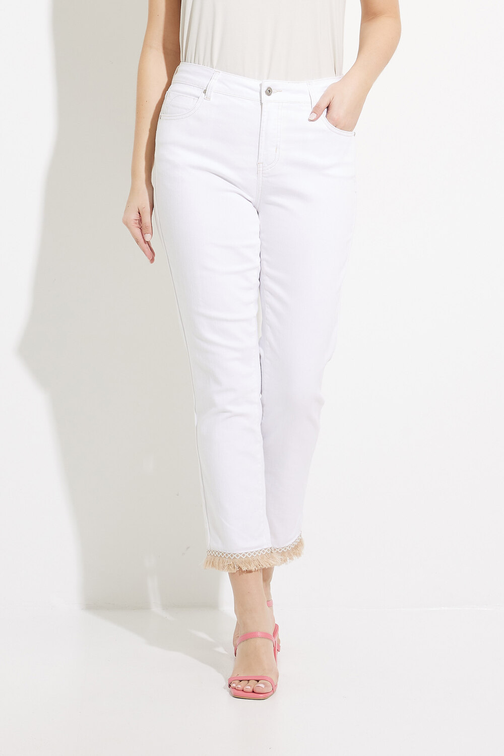 Tassel Hem Pants Style C5393. Blanc