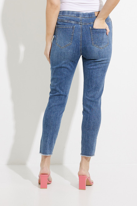 Pull-On Frayed Denim Pants Style C5409. Medium Blue. 2
