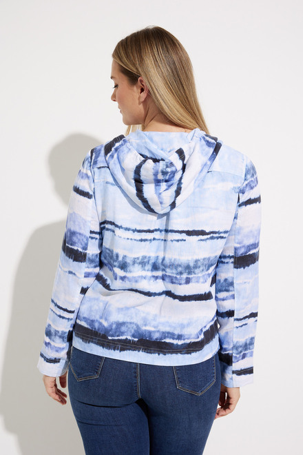 Printed Linen Hooded Jacket Style C6236T. Ocean. 2