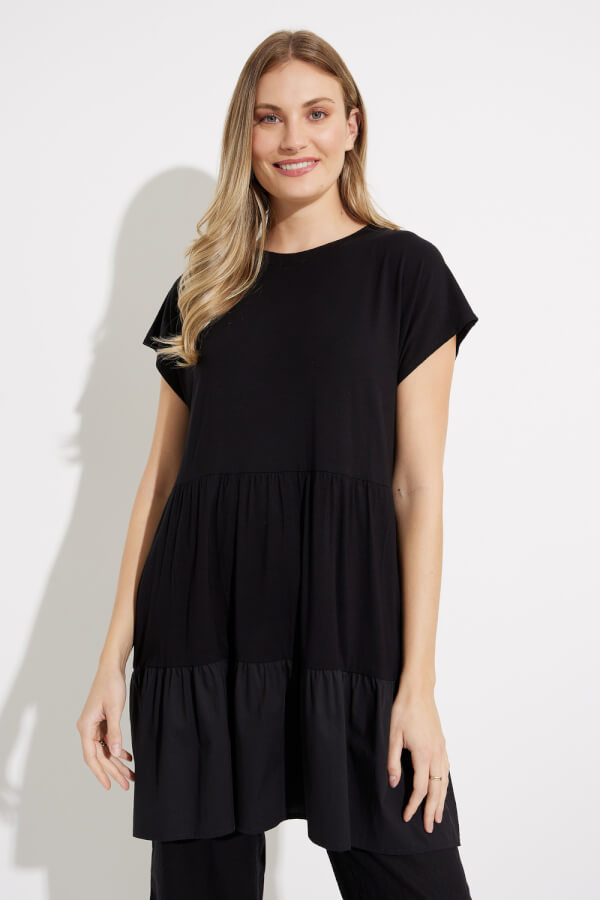 Pleated T-shirt Dress Style D3147. Black