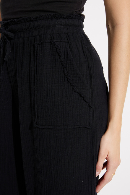 Pantalon Gaucho en coton m&eacute;lang&eacute; Style P4553. Noir. 3