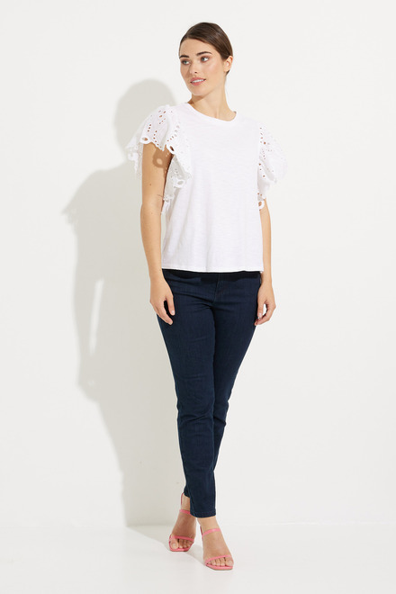 Lace Flutter Sleeve Top Style T7639. True white