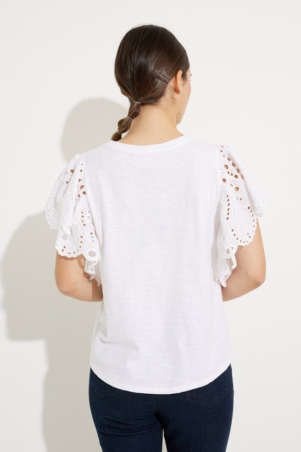 Lace Flutter Sleeve Top Style T7639. True White. 2