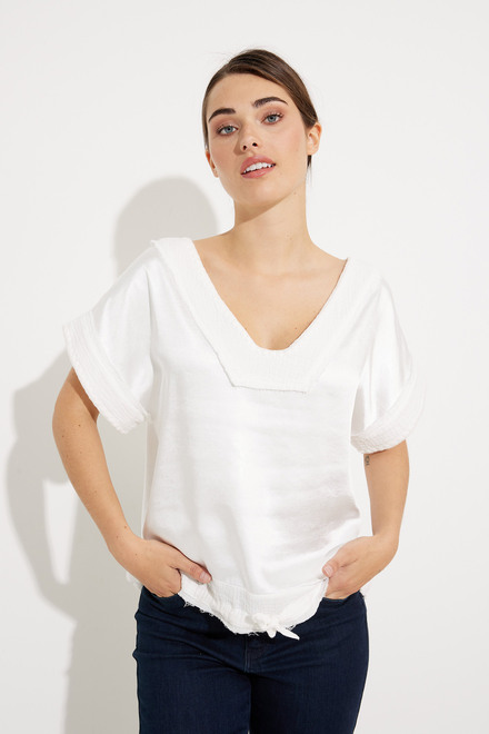 Sateen Short Sleeve Top Style W6986. Off-white