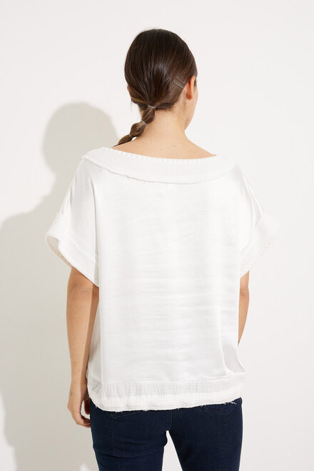 Sateen Short Sleeve Top Style W6986. Off-white. 2