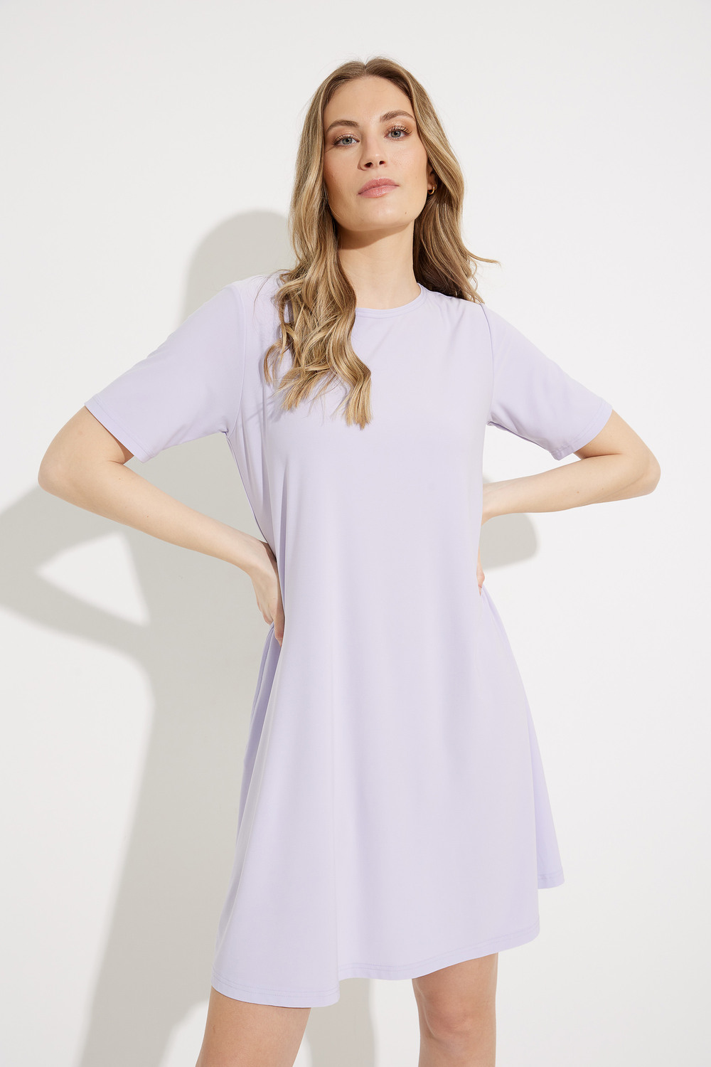 Short Sleeve T-Shirt Dress Style 2895S-1. Lavender 