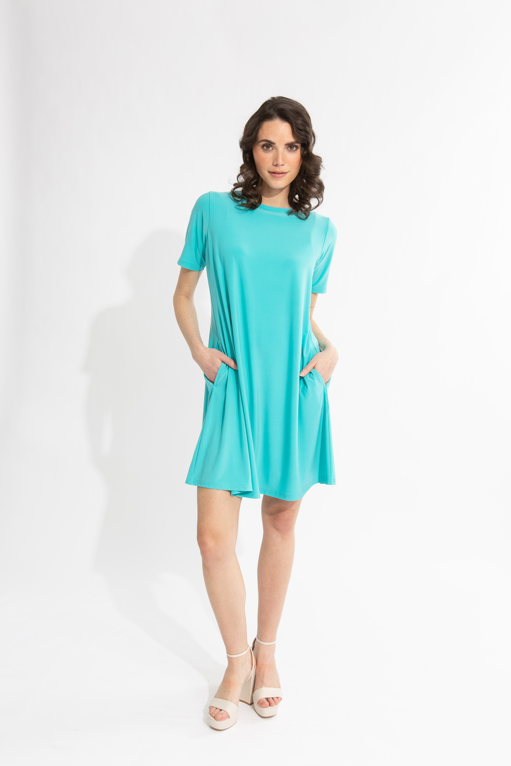 Short Sleeve T-Shirt Dress Style 2895S-1. Aqua