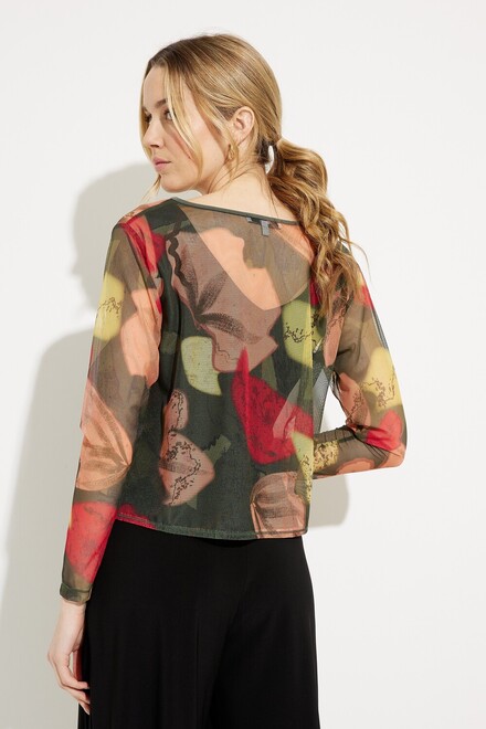 Printed Mesh Long Sleeve Top Style 3238P-3. Floral Camo. 2