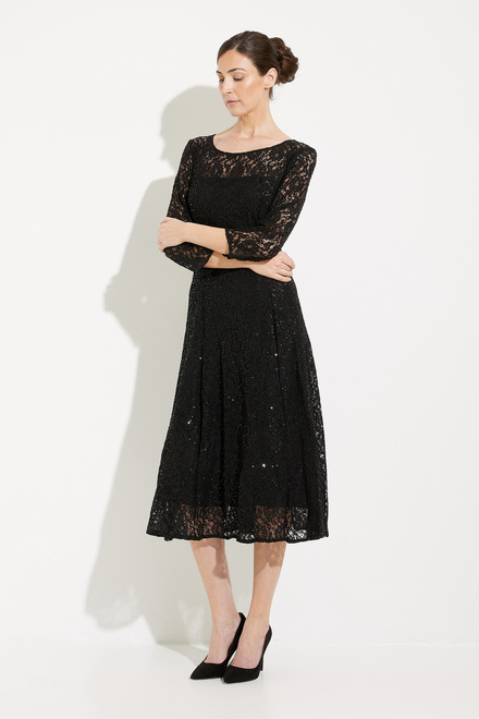 Embellished Lace Dress Style 9119133. Black