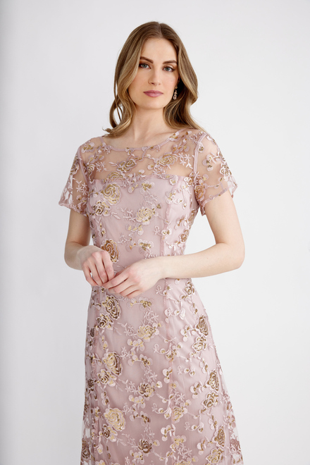 Embroidered Illusion Neckline Dress Style 9120293. Blush. 4