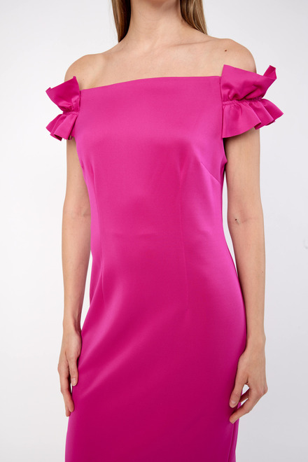 Off-The-Shoulder Ruffled Dress Style 9134206. Fuchsia. 4