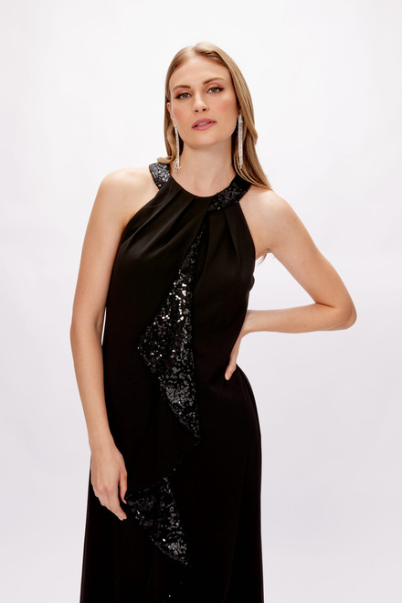 Ruffle Detail Halter Dress Style 9137197. Black. 3