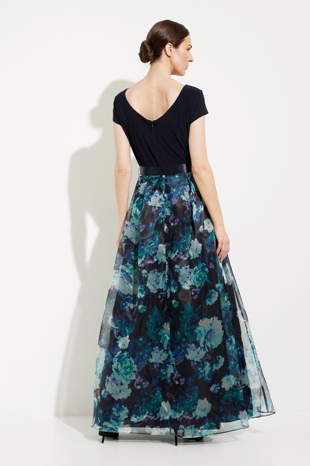 Printed Organza Skirt Dress Style 9141141. Navy Multi. 2