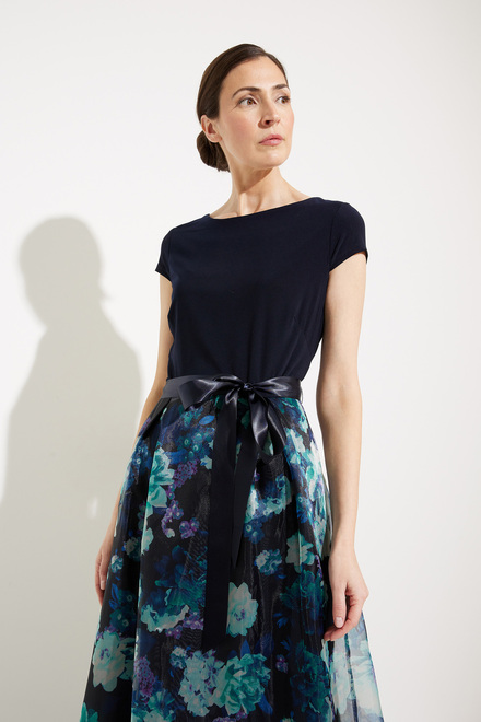Printed Organza Skirt Dress Style 9141141. Navy Multi. 4