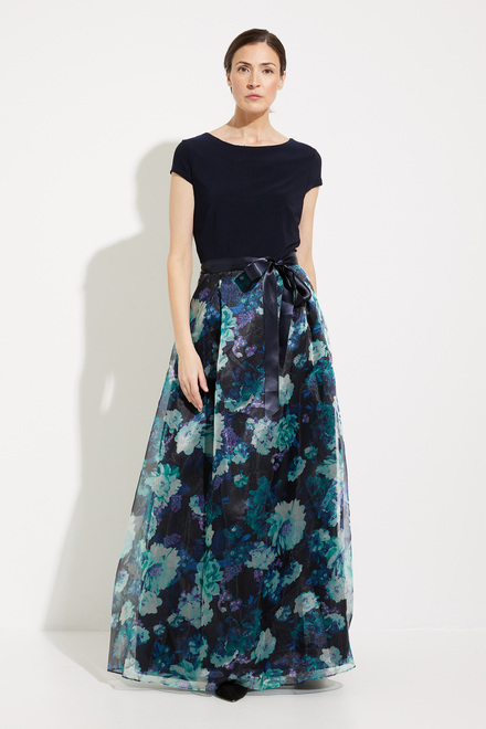 Printed Organza Skirt Dress Style 9141141. Navy Multi. 5
