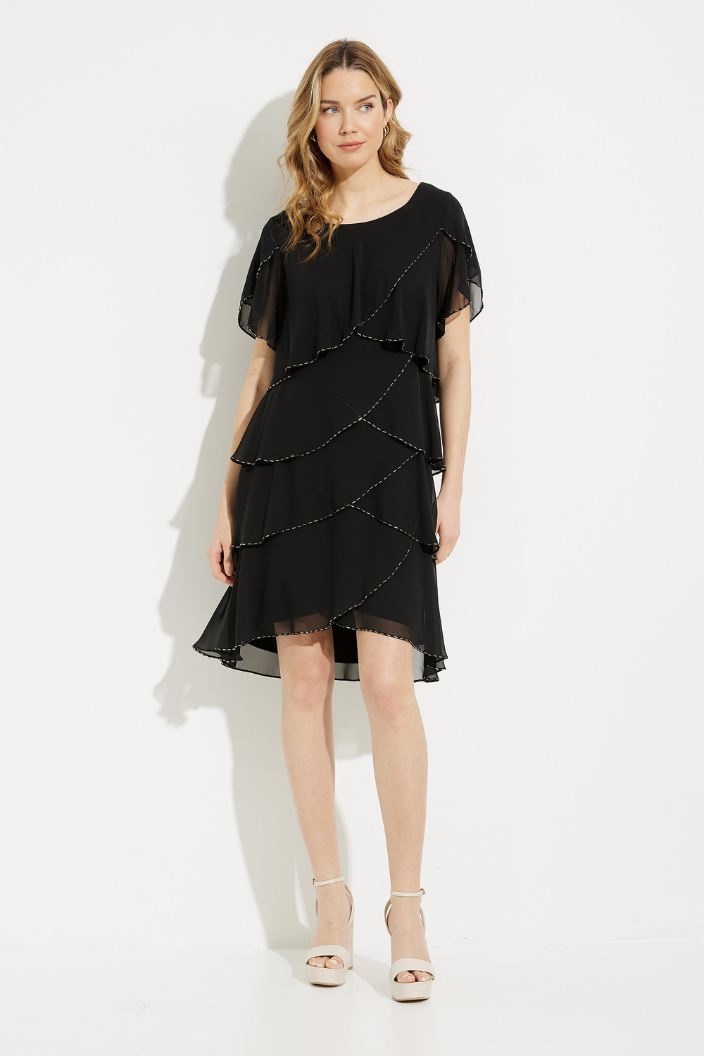 Tiered Chiffon Dress Style 9170656. Black
