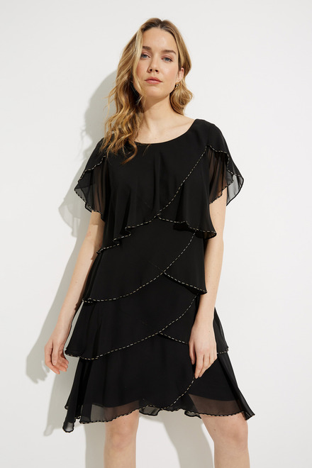 Tiered Chiffon Dress Style 9170656. Black. 3