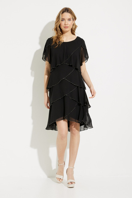 Tiered Chiffon Dress Style 9170656. Black. 5