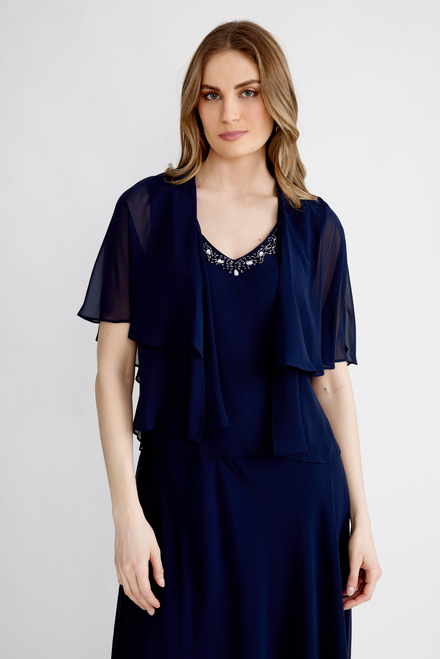 Capelet Sleeve Dress with Jacket Style 9170677. New Navy. 3