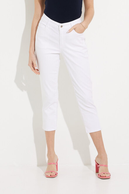 Stretch Blend Cropped Pants Style 601-09. White