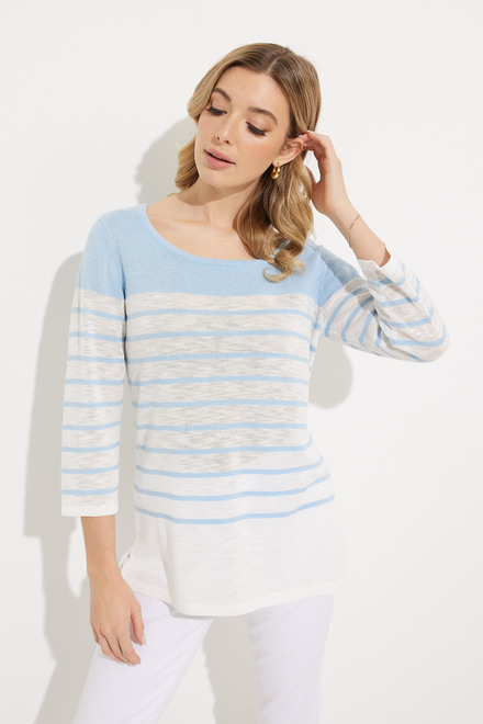Graphic Front Striped Top Style 601-12. Sky. 4