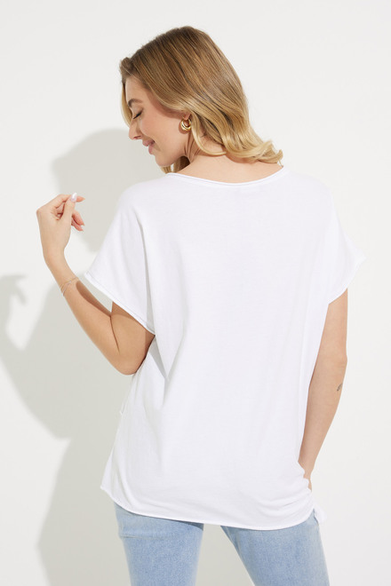 T-shirt avec inscriptions m&eacute;tallis&eacute;es mod&egrave;le 602-09. Blanc. 2