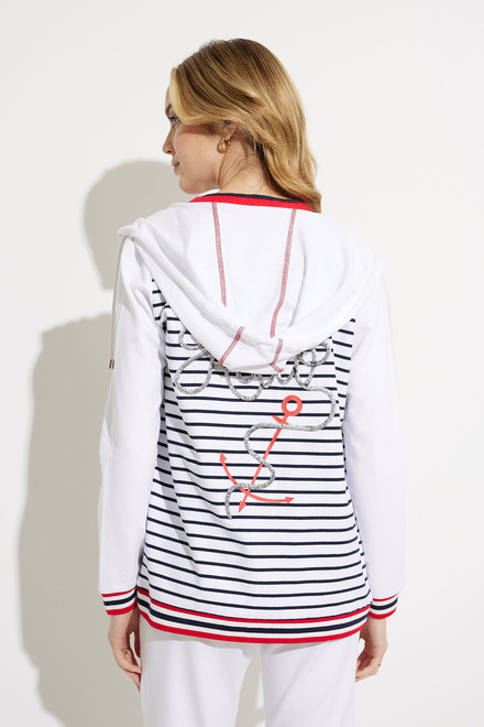 Embroidered Striped Hooded Sweater Style 605-11. As Sample. 2