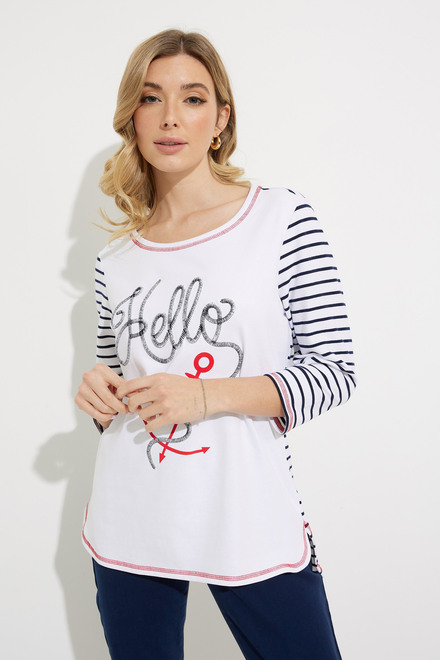 Embroidered Front Striped Top Style 605-12