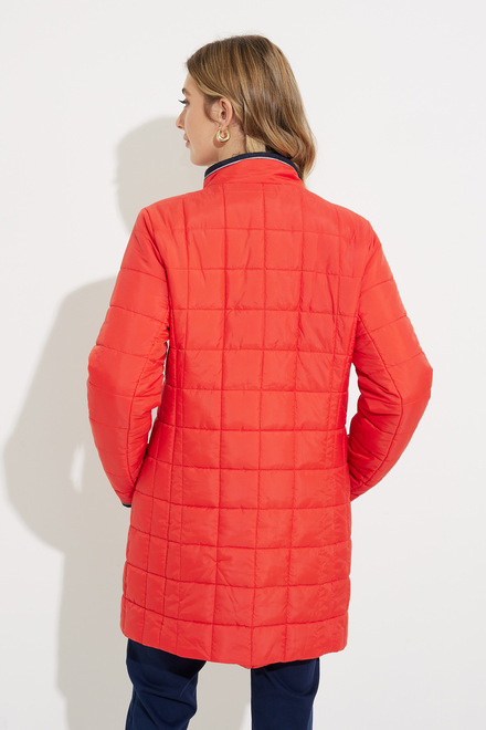 Quilted Contrast Trim Coat Style 606-05. Papaya. 2