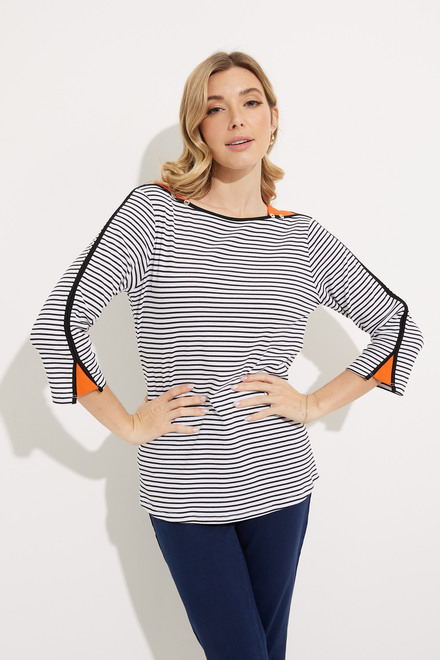 Striped Boat Neck Top Style 606-08. Navy/White