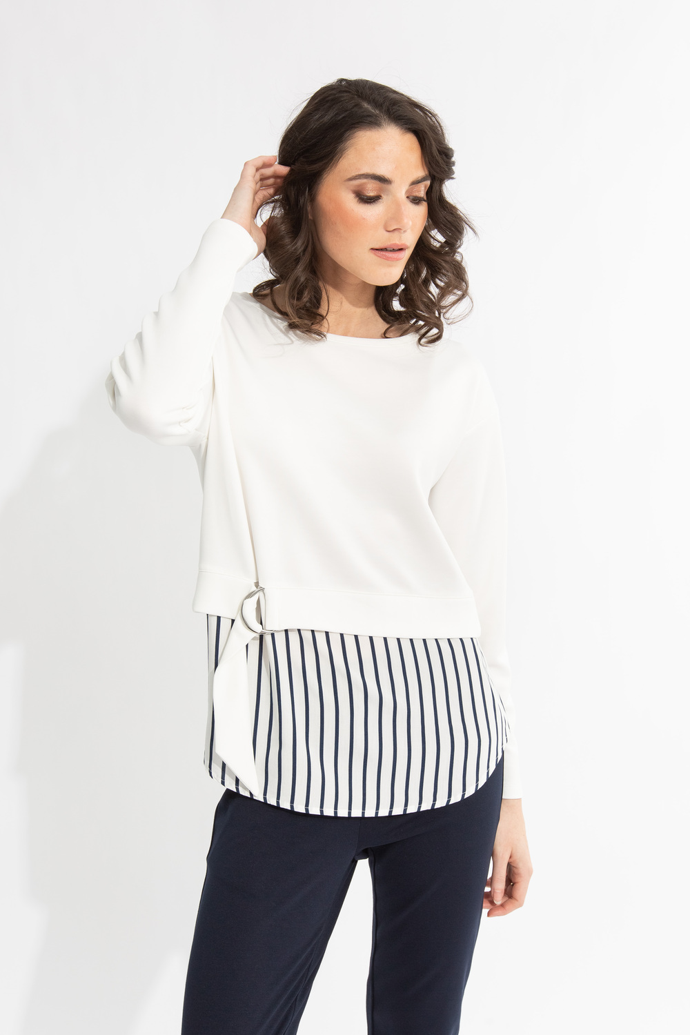 Double-Layer Top Style 606-17. Ivory/stripe
