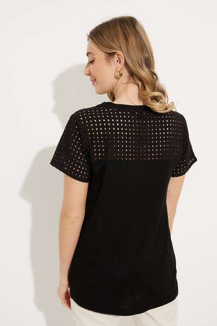 Perforated Sleeve Top Style 607-10. Black. 2