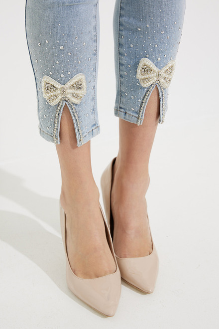 Bejewelled Cuff Jeans Style 60903. Light Blue. 3