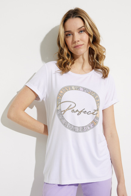 Graphic Front T-Shirt Style 611-02. White. 4