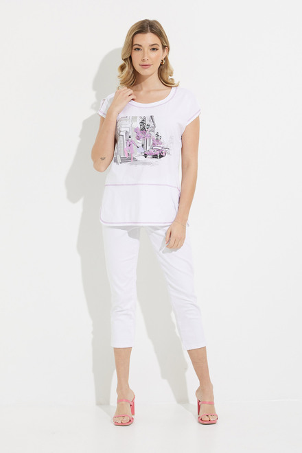 Graphic Front Coverstitch T-Shirt Style 611-12. White. 5
