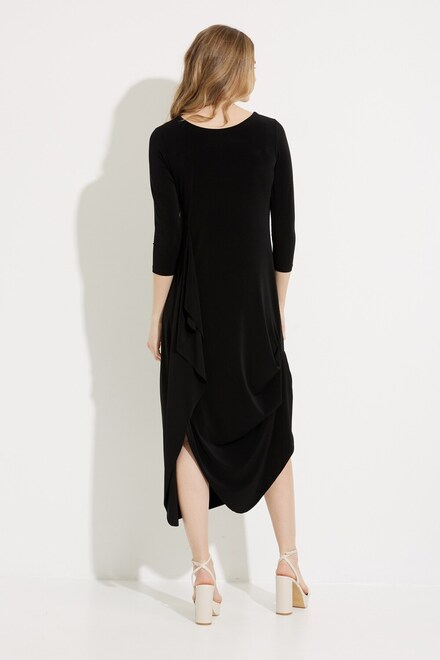 V-Neck 3/4 Sleeve Dress Style 2864-2 . Black. 2