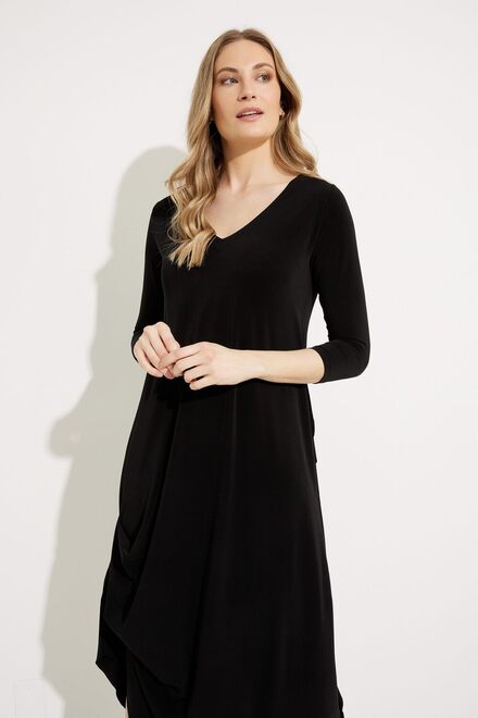 V-Neck 3/4 Sleeve Dress Style 2864-2 . Black. 3