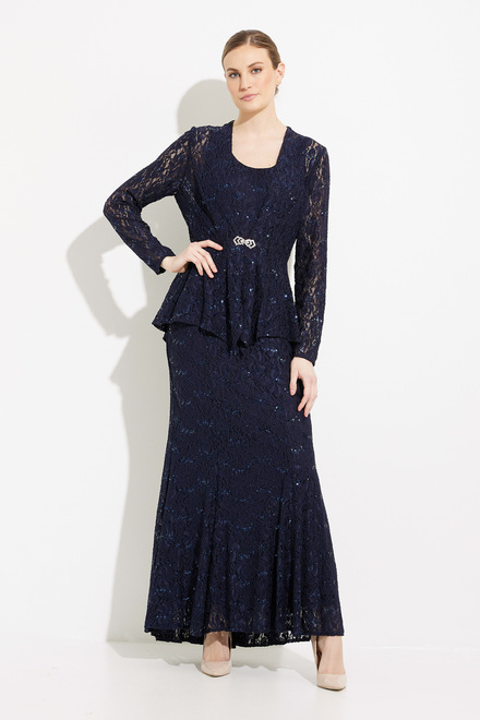 Embellished Lace Gown with Jacket Style 81122452. Navy