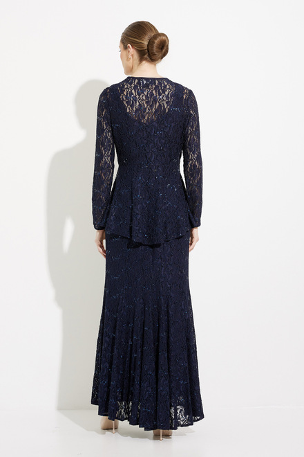Embellished Lace Gown with Jacket Style 81122452. Navy. 2