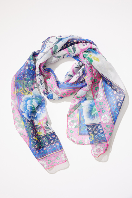 Floral Border Scarf Style P23117. Multi