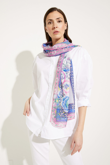 Floral Border Scarf Style P23117. Multi. 2